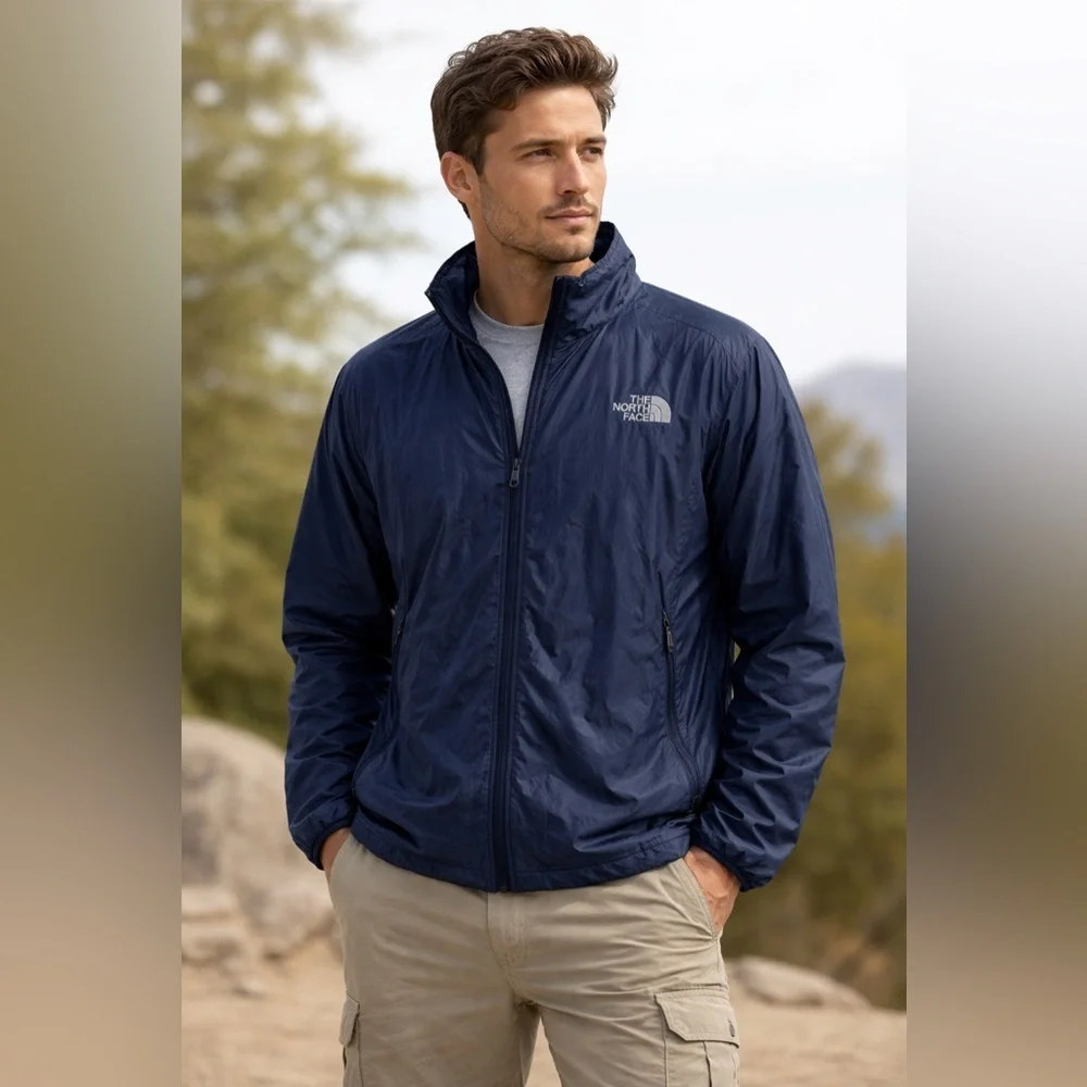 North Face Men’s Navy Blue Taya Fleece Lined Jacket - XL Windbreaker Full zip